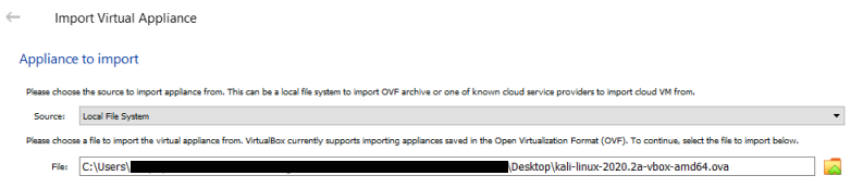 virtualbox-import-kali