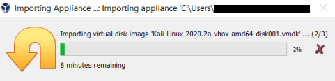 virtualbox-kali-importing